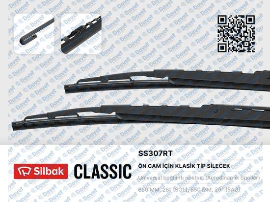 SILBAK SS307RT Silecek Supurgesi 650/650mm Ruzgarlikli P307 Ym